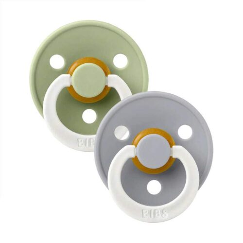 BIBS Lot de 2 tétines en caoutchouc anatomique NUIT Saugegris 0-6 m