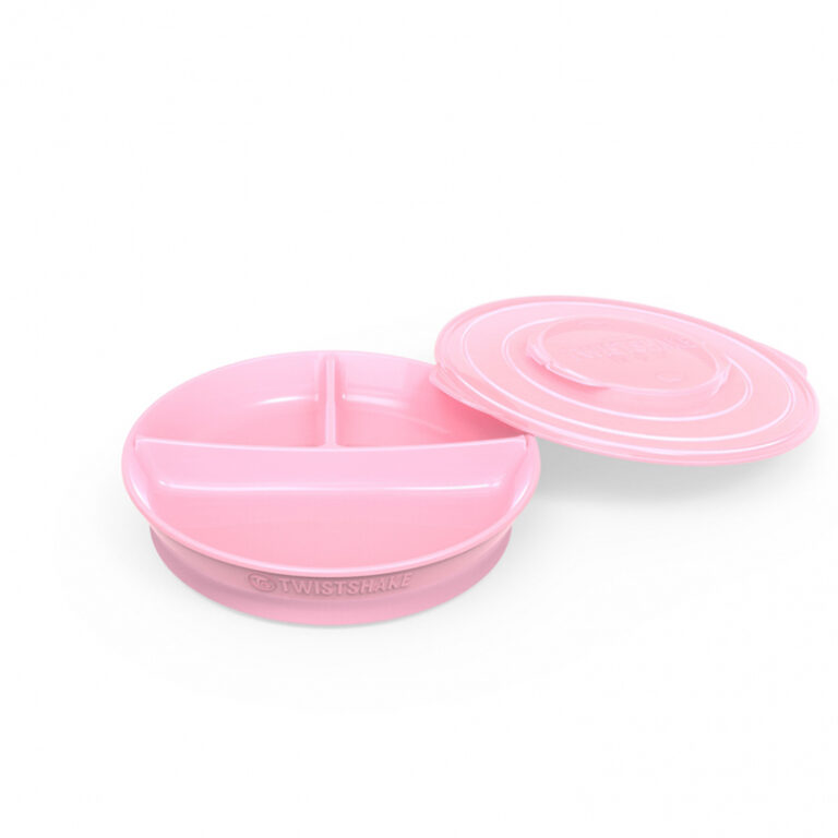 Twistshake - Assiette 3 Compartiments Avec Couvercle - Rose