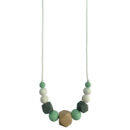 Collier d'allaitement et portage en bois et silicone Bleu et vert