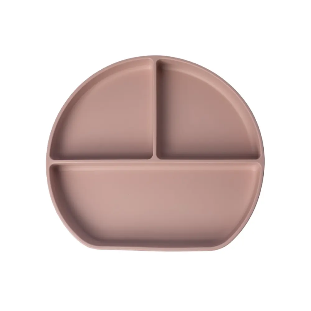 YUMMY Assiette en Silicone Multi-Compartiments avec Ventouse 4M+Rose Poudré YUMMY Assiette en Silicone Multi-Compartiments avec Ventouse 4M+Rose Poudré