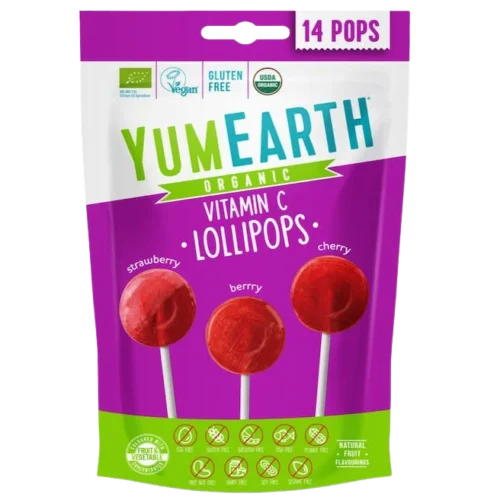 Yum Earth 14 Sucettes Pops Fruits Rouges sans Gluten 87G