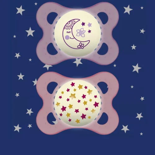 Lot de 2 Sucettes MAM Original Nuit 0-6M - Rose / VIOLET