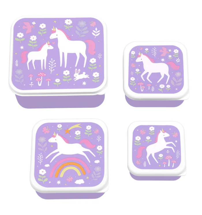 A Little Lovely Company Lot de 4 Boîtes à Goûter Rêves de Licorne