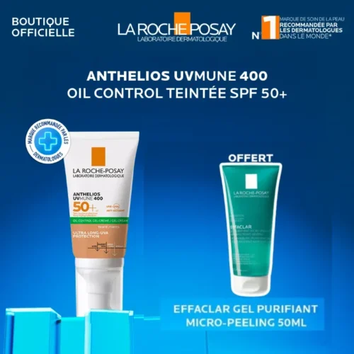La Roche-Posay Anthelios UVMUNE 400 Gel-Crème SPF50+ Teinté + Gel Effaclar micro peel 50ml offertosay Mela B3 Pack