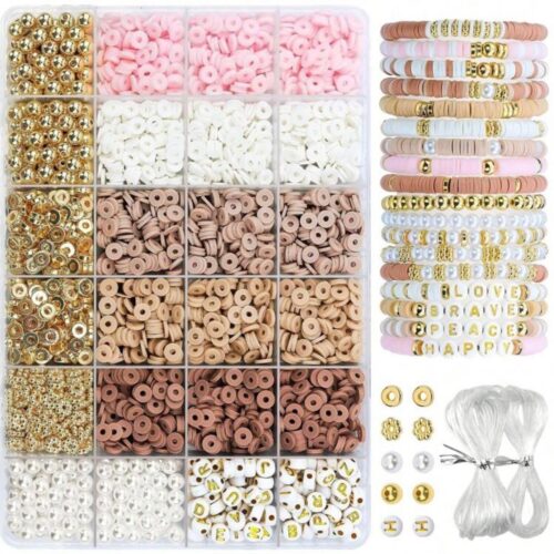 Ensemble de 1800 perles en argile pour kit de fabrication de bracelets,