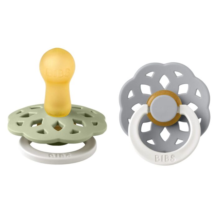BIBS Lot de 2 Tétines Round Boheme Glow Sage & Cloud - 6/18 Mois