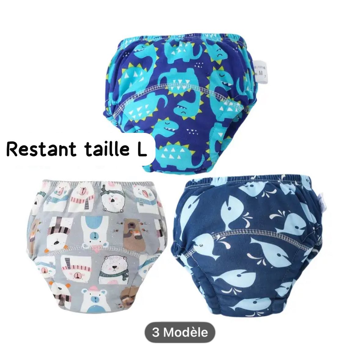 3 Couche d'apprentissage lavables taille L ours 3 Couche d'apprentissage lavables taille L ours