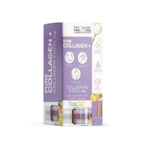 ERIC FAVRE PURE COLLAGEN PLUS SAVEUR PECHE CITRON 10 AMPOULES 15 ML
