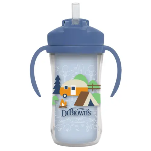 Dr. Brown’s Gobelet Isotherme à Paille 300ml avec Poignées 12M+ Bleu