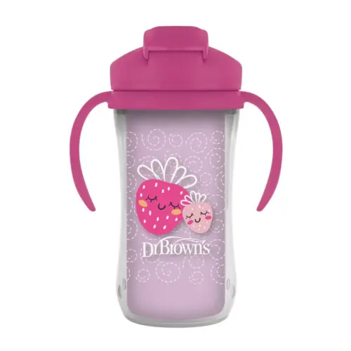 Dr. Brown's Gobelet isotherme à paille 300 ml avec poignées, 12 mois et plus - Rose (Copie)