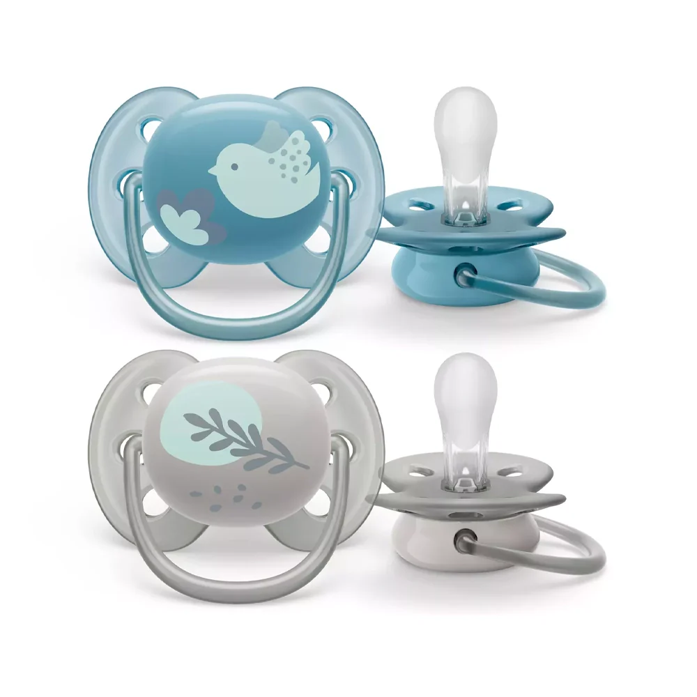Philips Avent Lot de 2 Sucettes Soft 6-18m Garçon Philips Avent Lot de 2 Sucettes Soft 6-18m Garçon