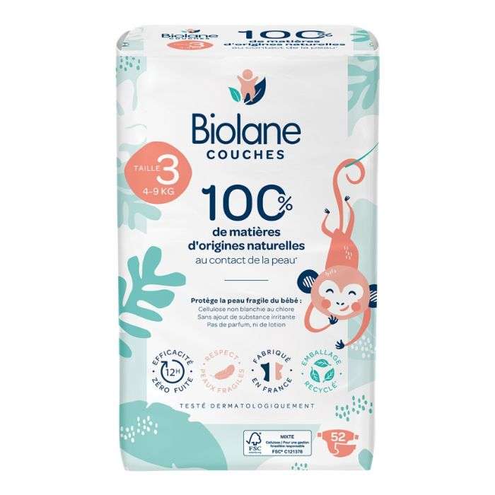 BIOLANE COUCHES TAILLE 3 (4-9) KG 52 UNITES BIOLANE COUCHES TAILLE 3 (4-9) KG 52 UNITES