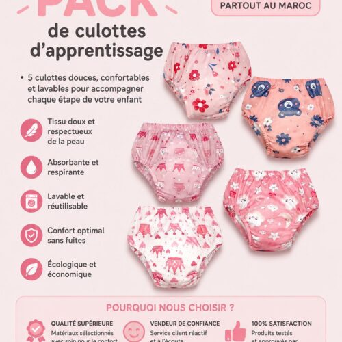 5 Couche d'apprentissage lavables taille M Rose
